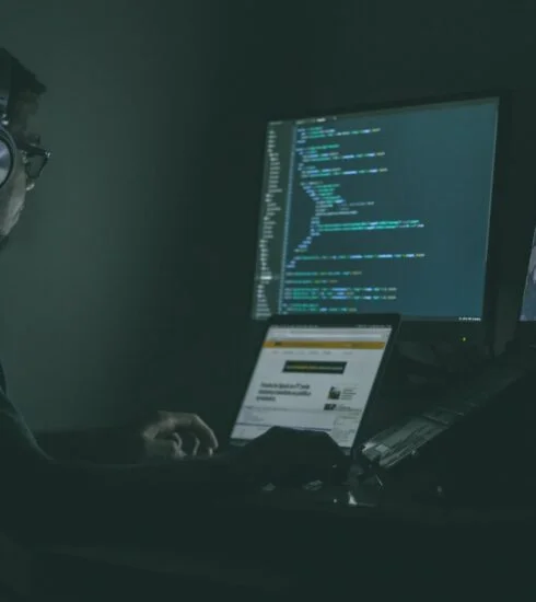 person using laptop computers